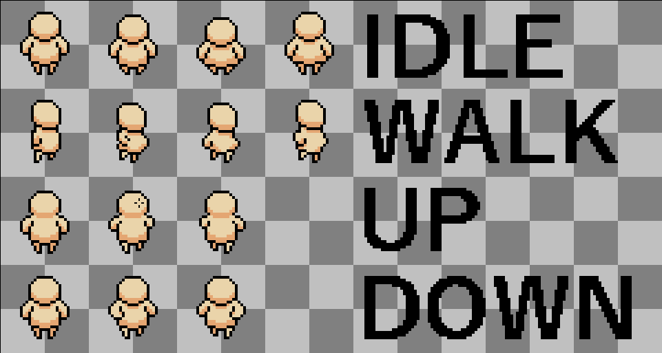 player sprite sheet with various defined directions